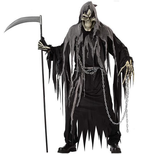 Grim Reaper Costume with Scythe for Halloween Cosplay and Costume Party