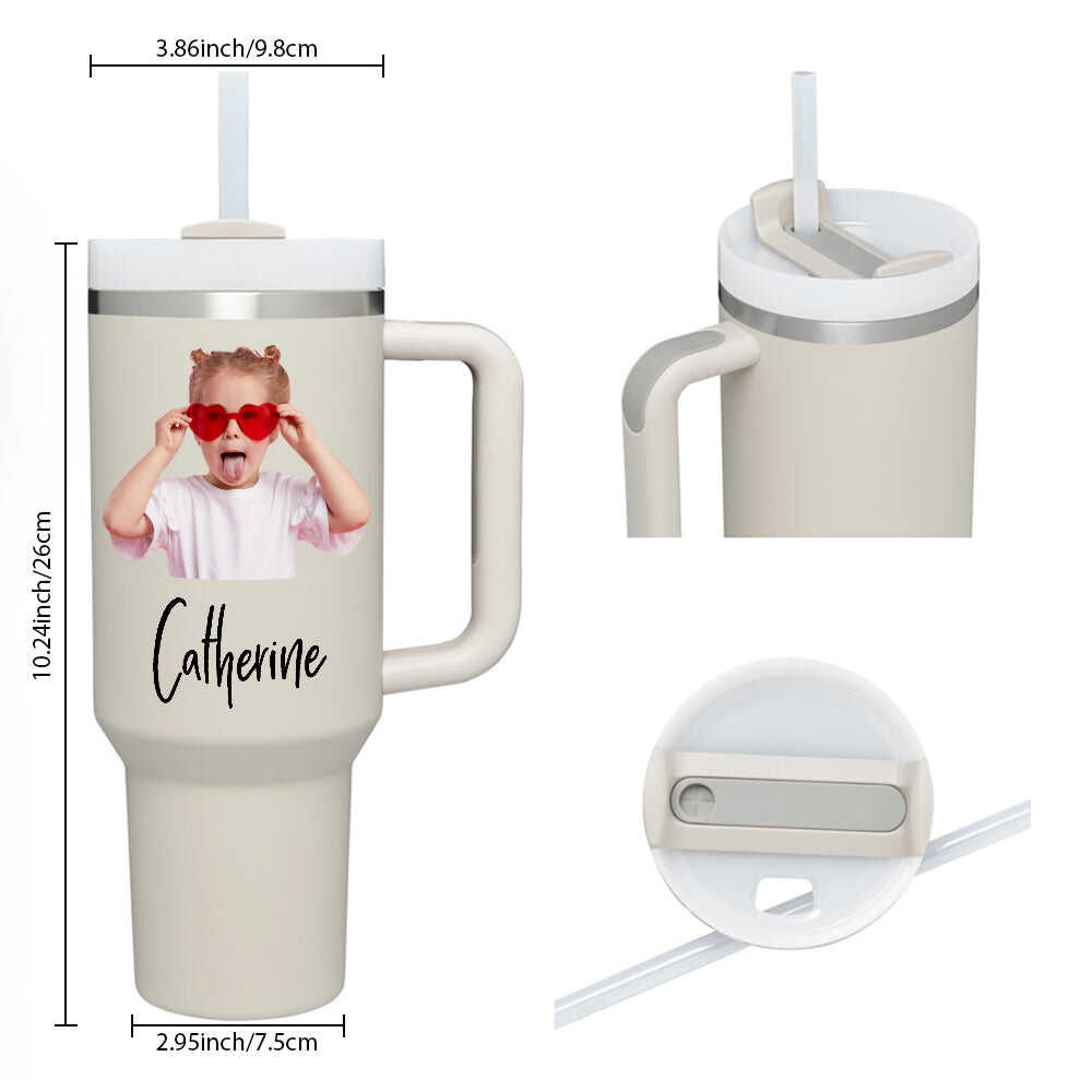 Personalized 40 oz Insulated Mug with Handle and Straw img 1