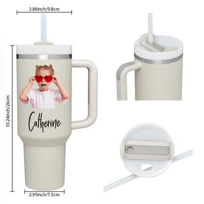 Personalized 40 oz Insulated Mug with Handle and Straw img 1