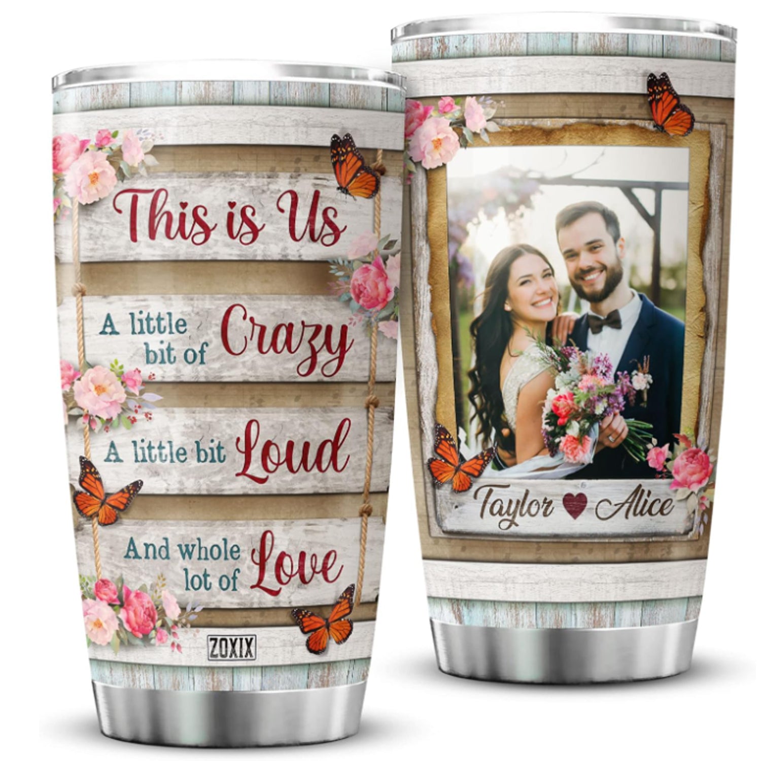 Custom Photo and Name Text Image Tumbler Mug Cup 20 oz img 2