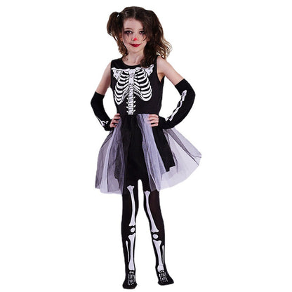 Halloween skeleton dress for girls cosplay costume party stage performance