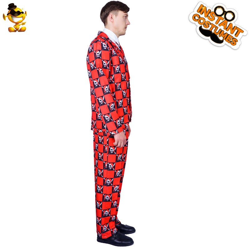 Halloween skeleton print suit for men adult cosplay costume stage performance party outfit
