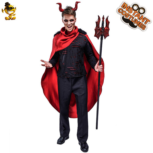 Halloween Adult Men's Scary Demon Grim Reaper Costume Flame Devil Cosplay Outfit