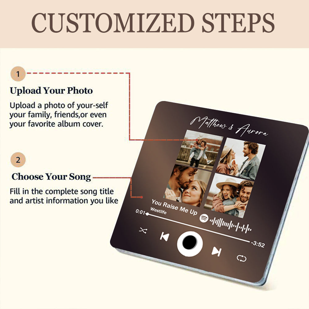 Custom Music Fridge Magnet,Personalized 4 Photo for Couple img 2