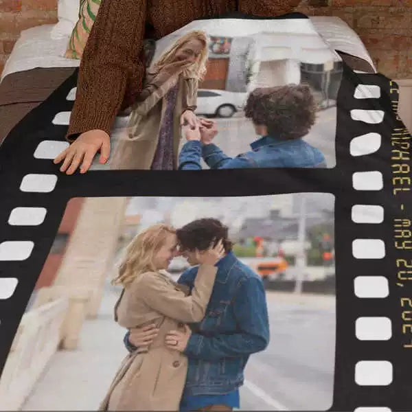 Personalized Vintage Film Style Photo Collage Blanket Gift img 4