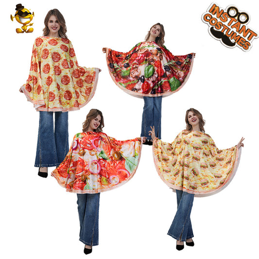 Halloween adult hamburger cape funny costume stage performance cosplay outfit
