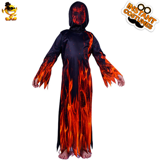 kids halloween flame devil robe cosplay costume stage party outfit