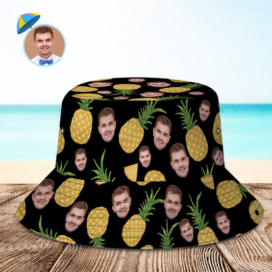 Custom Face Bucket Hat Personalized Pineapple Beach Hat img 1