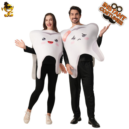 Halloween adult couple vampire teeth costume funny food cosplay outfit