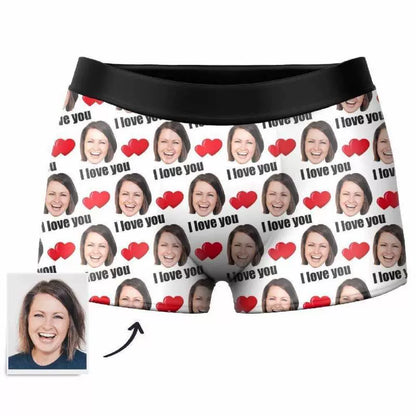 Custom Photo Boxer, Heart-Shaped Face Underwear - Men