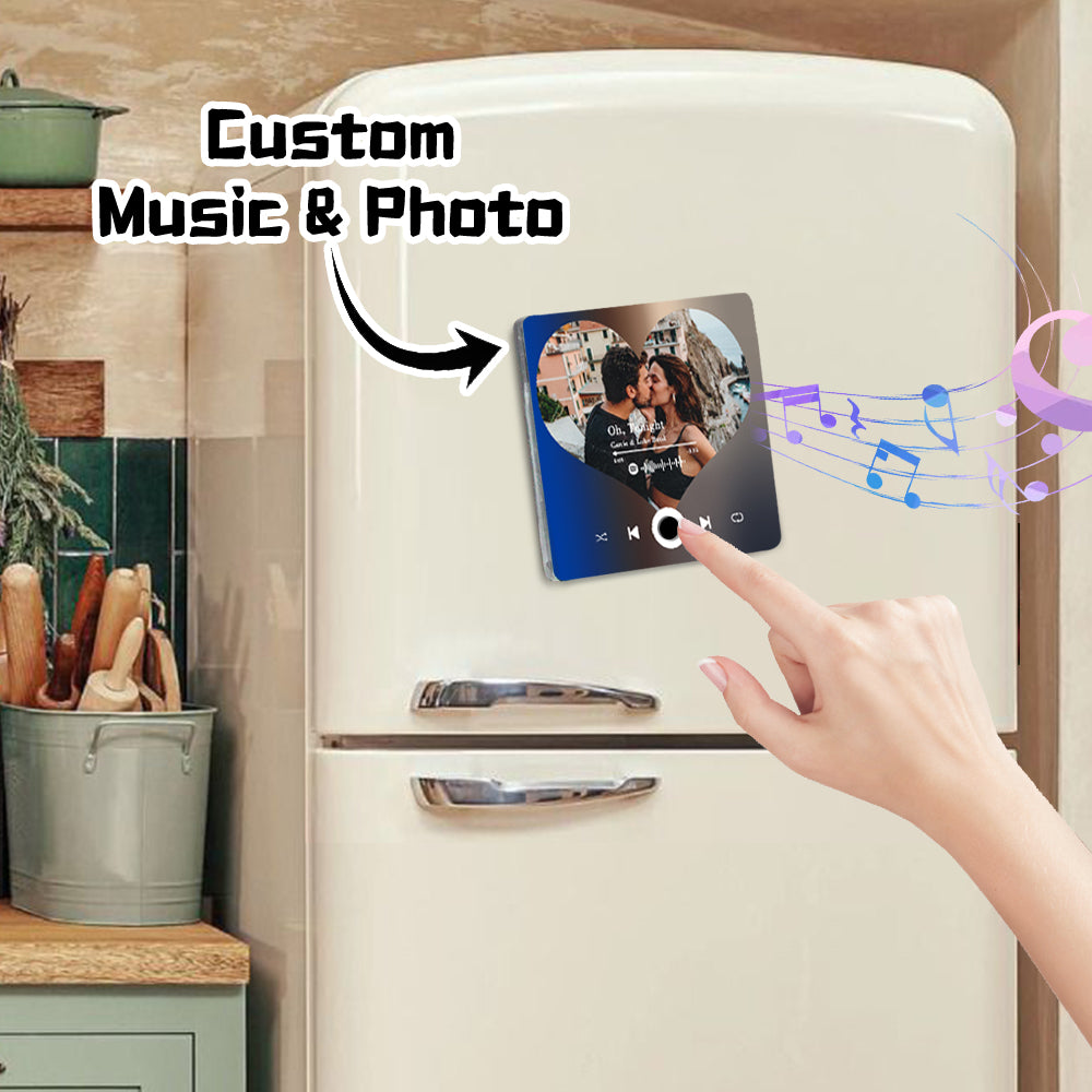 Custom Music Fridge Magnet With Photo for Couple img 2