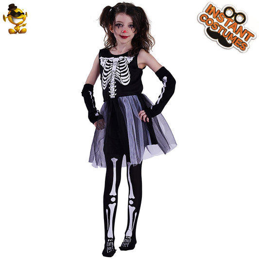 Halloween skeleton dress for girls cosplay costume party stage performance