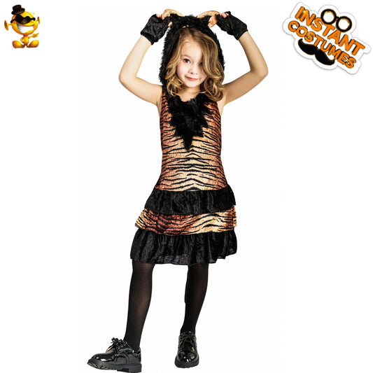 kids stage performance costume tiger dress for girls Halloween carnival party outfit
