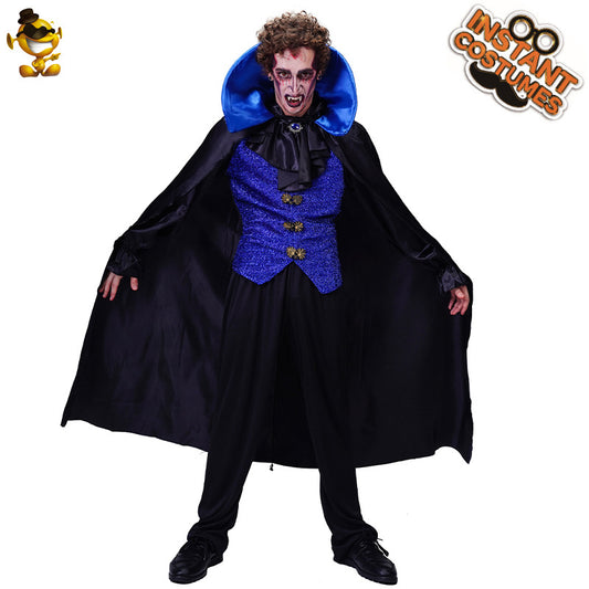Costume de vampire d'Halloween pour homme, tenue de cosplay gothique effrayante pour les fêtes