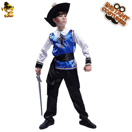 Halloween cosplay costume musketeer outfit for boys stage performance