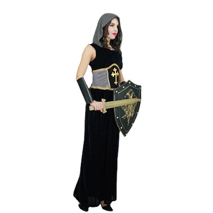 Women's Joan of Arc Costume for Halloween Cosplay Medieval Crusader Outfit Stage Performance