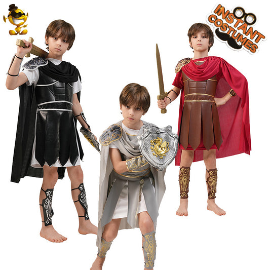 boys roman warrior costume for halloween cosplay and stage performance