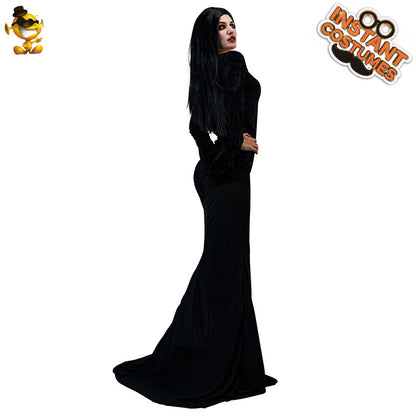 dark queen long dress halloween cosplay costume for party stage performance