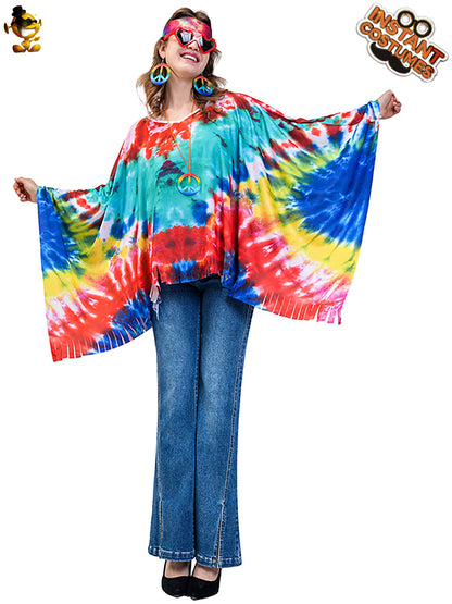Hippie Cape for Women Vintage Halloween Costume Cosplay Party Outfit