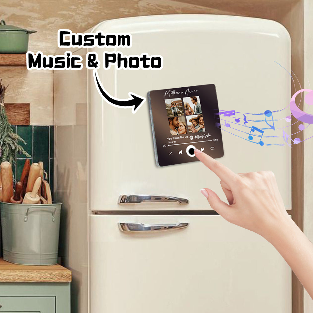 Custom Music Fridge Magnet,Personalized 4 Photo for Couple img 3