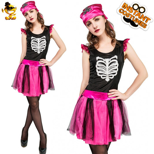 Robe squelette d'Halloween pour femme, costume de cosplay, tenue de fête sur scène