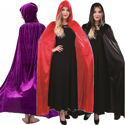 Cape en velours pour femme, costume d'Halloween, cosplay, princesse gothique, fête, spectacle sur scène
