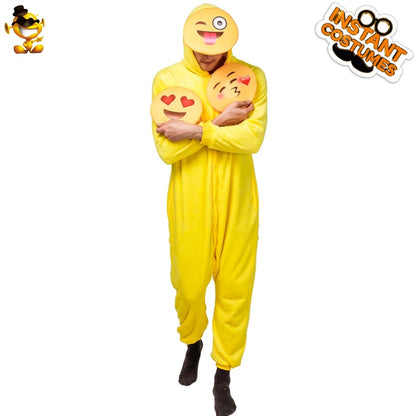 Funny smile face adult onesie pajamas Halloween cosplay costume party outfit
