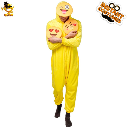 Funny smile face adult onesie pajamas Halloween cosplay costume party outfit
