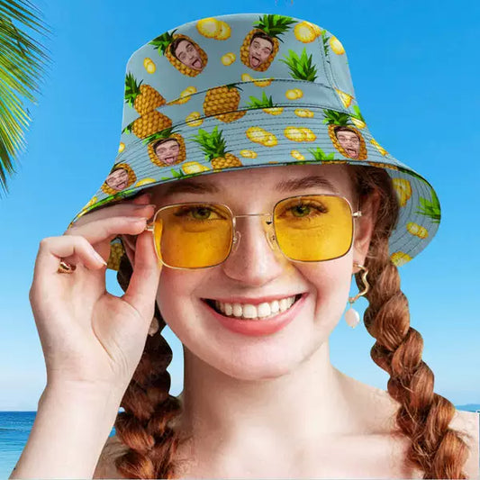 Custom Hawaiian Style Bucket Hat Fun Pineapple Print Hat img 1