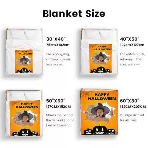 Custom Photo Halloween Happy Halloween Blanket, img 3