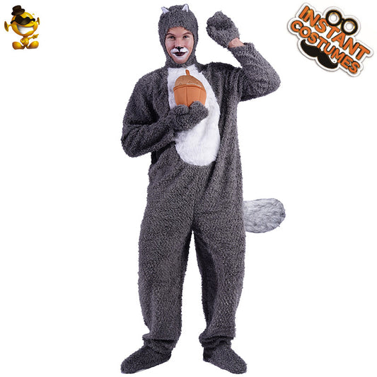 Adorable costume d'écureuil pour homme, tenue d'animal pour spectacle sur scène d'Halloween