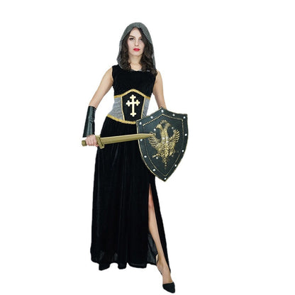Women's Joan of Arc Costume for Halloween Cosplay Medieval Crusader Outfit Stage Performance