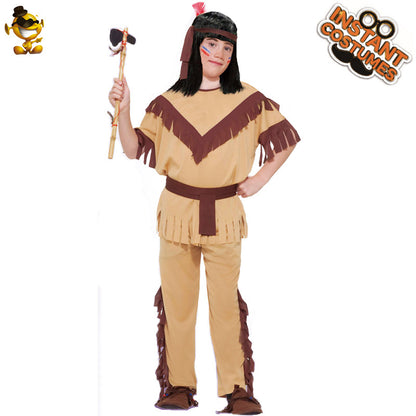 Native American Indian Boy Costume for Halloween Cosplay and Stage Performance