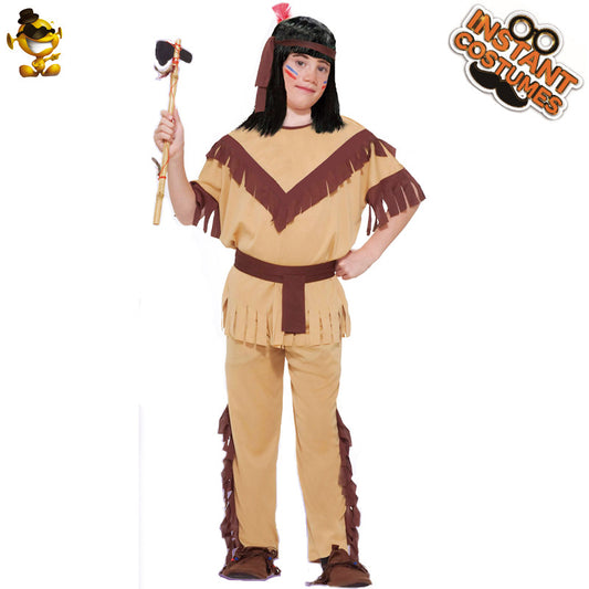 Native American Indian Boy Costume for Halloween Cosplay and Stage Performance