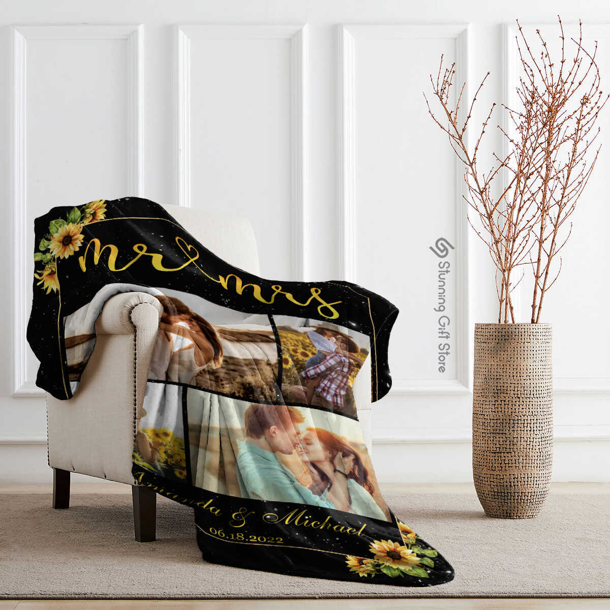Personalized Blanket, Best Anniversary Gift, Wedding Gift img 1