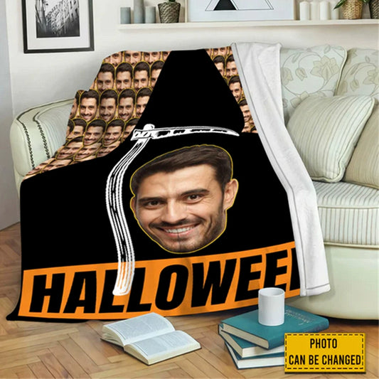 Halloween Death Funny Fleece Humor Custom Photo Blanket img 1