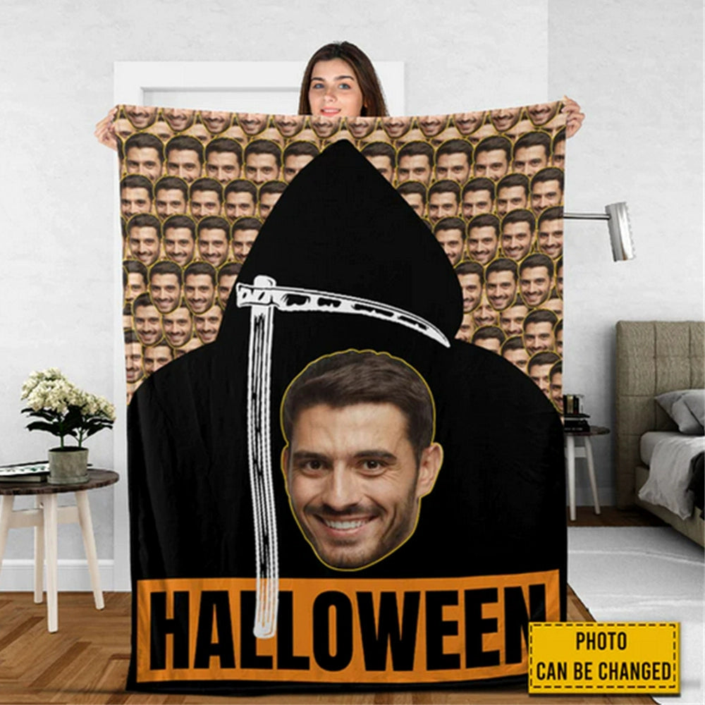 Halloween Death Funny Fleece Humor Custom Photo Blanket img 3