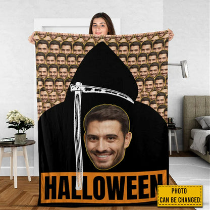 Halloween Death Funny Fleece Humor Custom Photo Blanket img 3