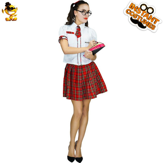 Costume de cosplay pour étudiante enseignante adulte et ludique pour fête et jeu de rôle