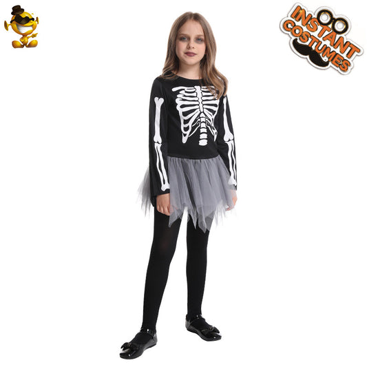 Halloween kids skeleton costume dress for cosplay party and stage performance