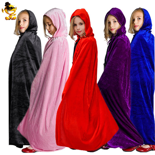 girls velvet hooded cape for halloween princess costume party dress up