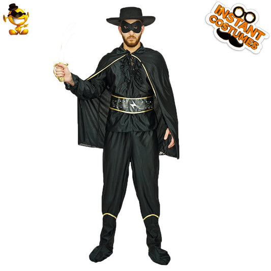Adult Zorro Costume for Men Halloween Cosplay Party Stage Performance Outfit