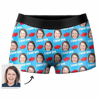 Custom Photo Boxer, Heart-Shaped Face Underwear - Men