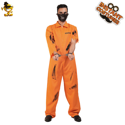 Halloween prisoner costume for men cosplay party stage performance outfit
