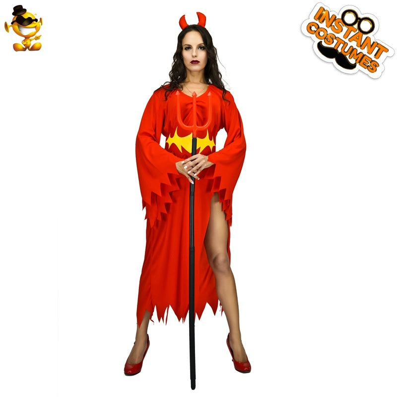 Red demon costume for Halloween cosplay party stage role play