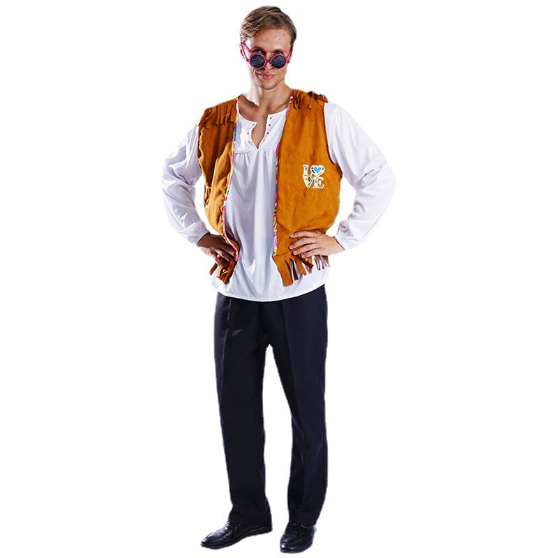 Hippie costume for men stage performance cosplay Halloween party role play outfit