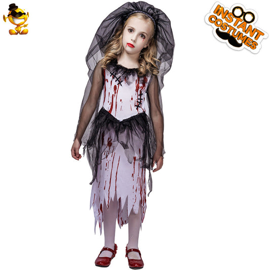 Halloween scary bloodstained girl ghost bride costume for cosplay stage performance and party