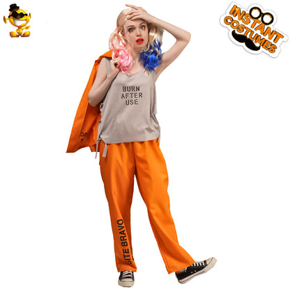 Orange prisoner costume for couples, Halloween cosplay jumpsuit, unisex adult party outfit