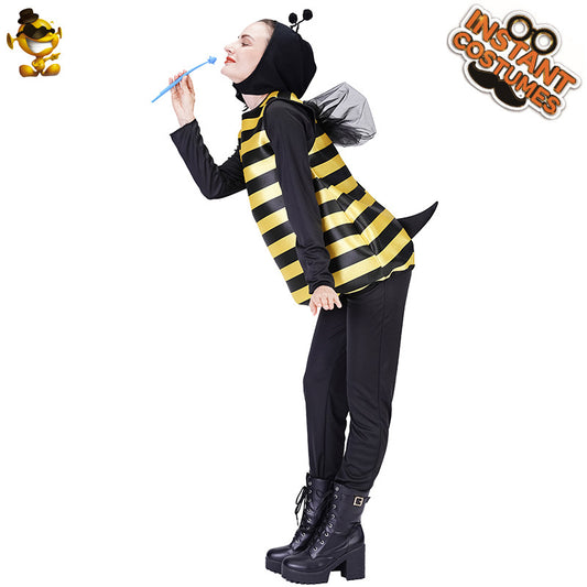 Adorable costume d'abeille pour adultes et enfants, cosplay d'Halloween, jeu de rôle