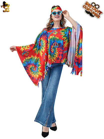 Hippie Cape for Women Vintage Halloween Costume Cosplay Party Outfit